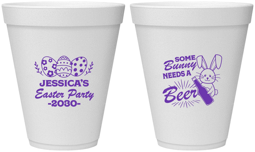 Personalized Easter 12 oz Foam Cups - Bunny Needs A Beer | 210018