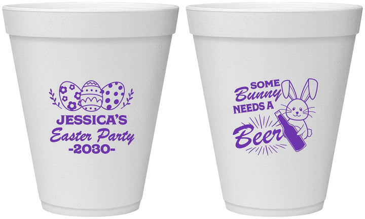 Personalized Easter 12 oz Foam Cups - Bunny Needs A Beer | 210018