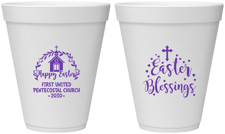 Personalized Easter 12 oz Foam Cups - Easter Blessings Church | 210024