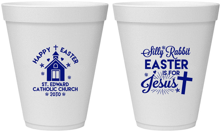 Personalized Easter 12 oz Foam Cups - Silly Rabbit | 210025
