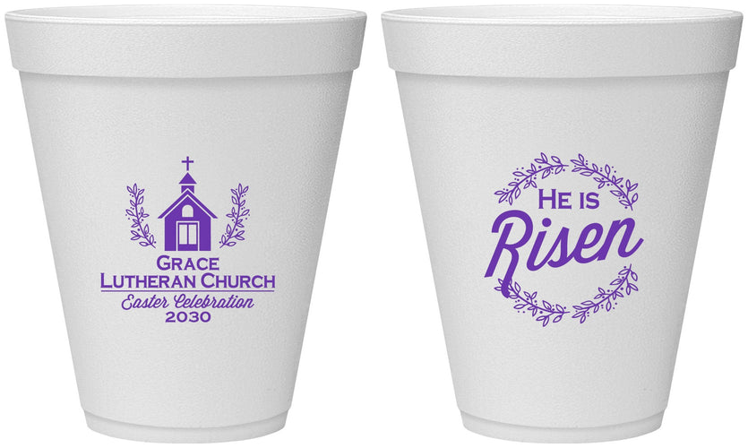 Personalized Easter 12 oz Foam Cups - He Is Risen | 210026