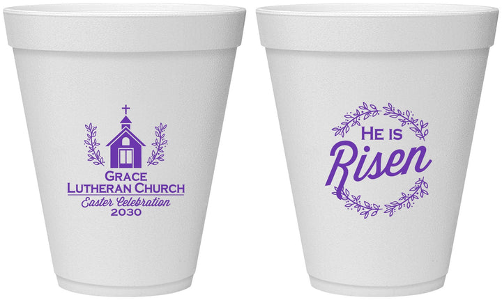 Personalized Easter 12 oz Foam Cups - He Is Risen | 210026