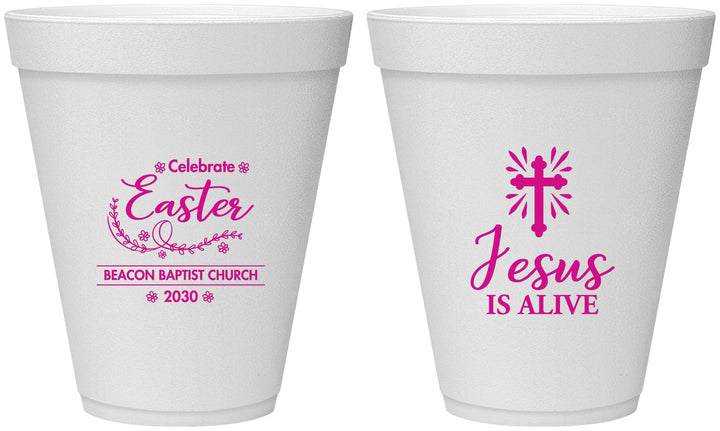 Personalized Easter 12 oz Foam Cups - Jesus Is Alive | 210027