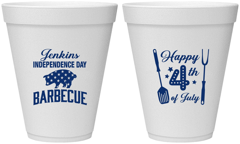 Personalized 4th Of July 12 oz Foam Cups - Barbecue Bbq | 220001