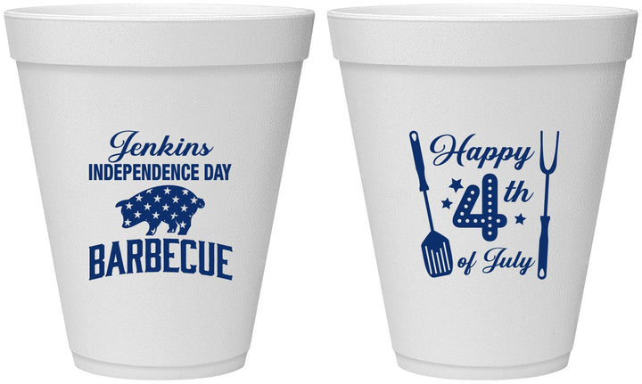 Personalized 4th Of July 12 oz Foam Cups - Barbecue Bbq | 220001