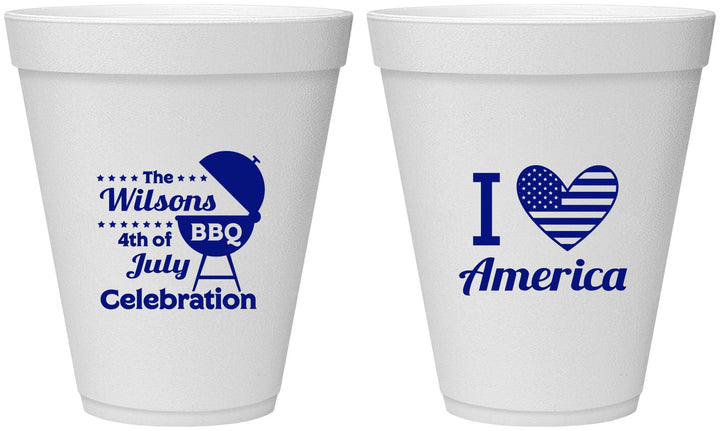 Personalized 4th Of July 12 oz Foam Cups - Barbecue Bbq | 220007