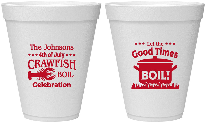 Personalized 4th Of July 12 oz Foam Cups - Crawfish Boil | 220010