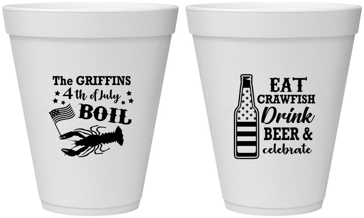 Personalized 4th Of July 12 oz Foam Cups - Crawfish Boil | 220012