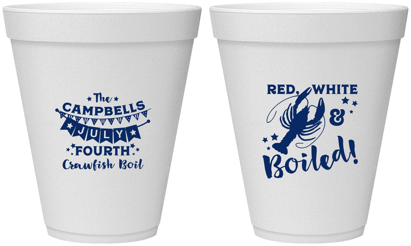 Personalized 4th Of July 12 oz Foam Cups - Crawfish Boil | 220013