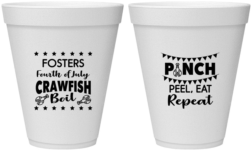 Personalized 4th Of July 12 oz Foam Cups - Crawfish Boil | 220016