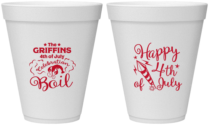 Personalized 4th Of July 12 oz Foam Cups - Crawfish Boil | 220018