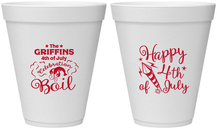 Personalized 4th Of July 12 oz Foam Cups - Crawfish Boil | 220018