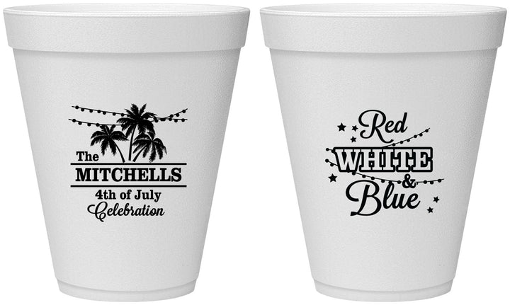 Personalized 4th Of July 12 oz Foam Cups - Beach Stars Stripes | 220020