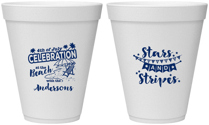 Personalized 4th Of July 12 oz Foam Cups - Fireworks | 220021