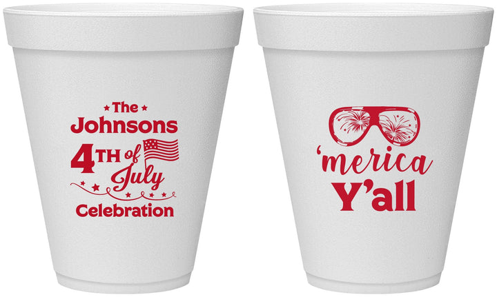 Personalized 4th Of July 12 oz Foam Cups - Merica Yall | 220034