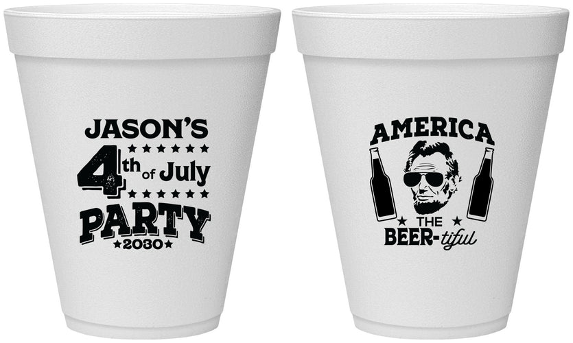 Personalized 4th Of July 12 oz Foam Cups - Bbq Lincoln | 220036