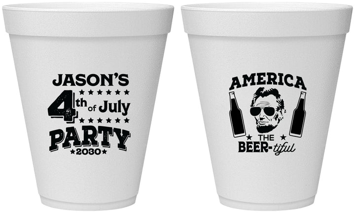 Personalized 4th Of July 12 oz Foam Cups - Bbq Lincoln | 220036
