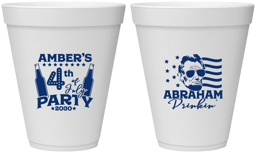 Personalized 4th Of July 12 oz Foam Cups - Abraham Drinkin | 220037