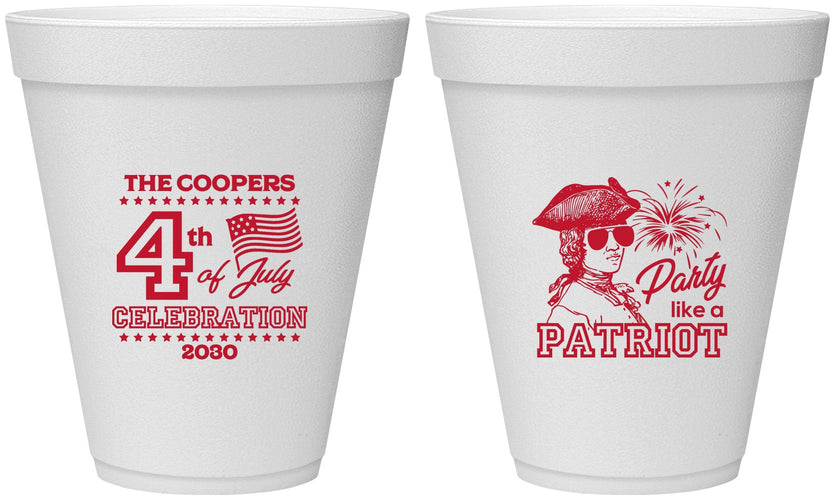 Personalized 4th Of July 12 oz Foam Cups - Patriot | 220038