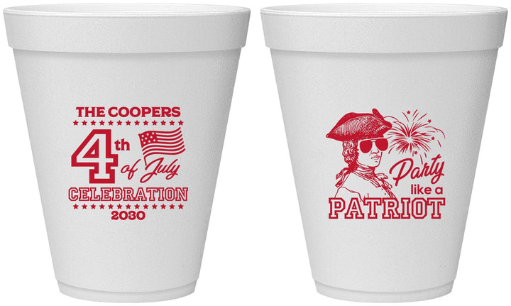 Personalized 4th Of July 12 oz Foam Cups - Patriot | 220038
