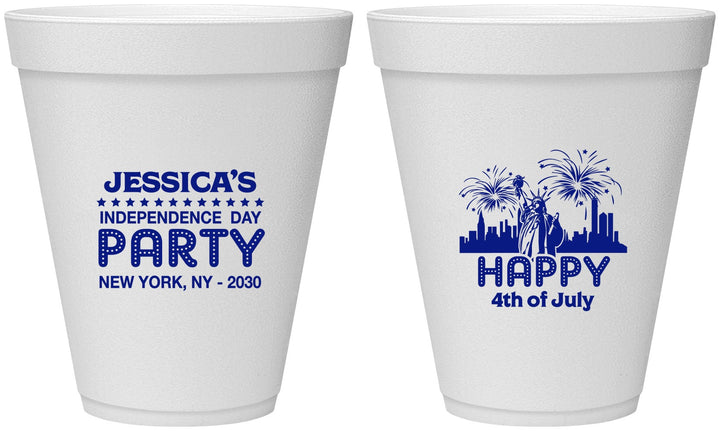 Personalized 4th Of July 12 oz Foam Cups - New York | 220039