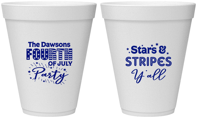 Personalized 4th Of July 12 oz Foam Cups - Stars Stripes | 220047