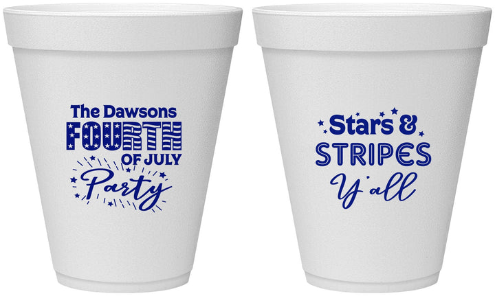 Personalized 4th Of July 12 oz Foam Cups - Stars Stripes | 220047