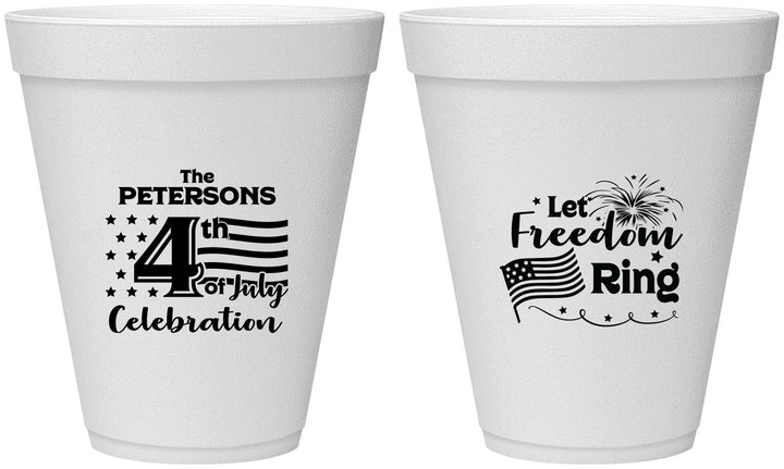 Personalized 4th Of July 12 oz Foam Cups - Fireworks | 220048
