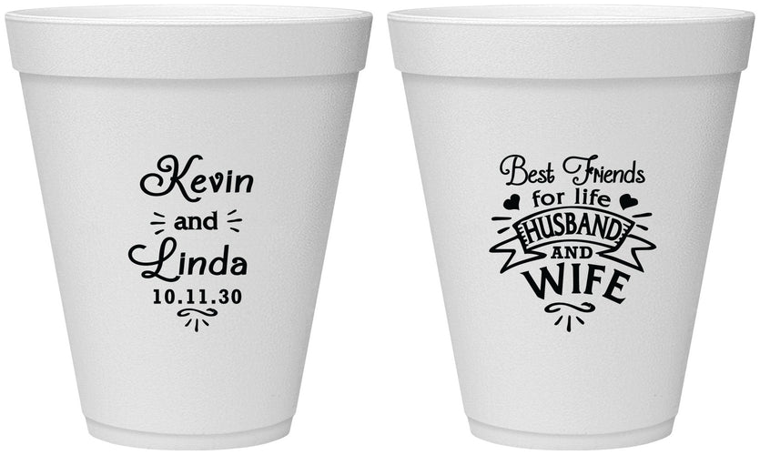 Personalized Wedding 12 oz Foam Cups - Best Friends | 221