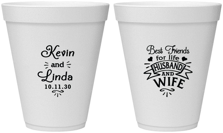 Personalized Wedding 12 oz Foam Cups - Best Friends | 221
