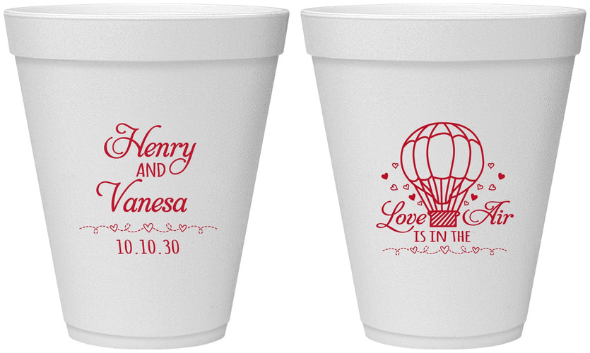 Personalized Wedding 12 oz Foam Cups - Hot Air Balloon | 225