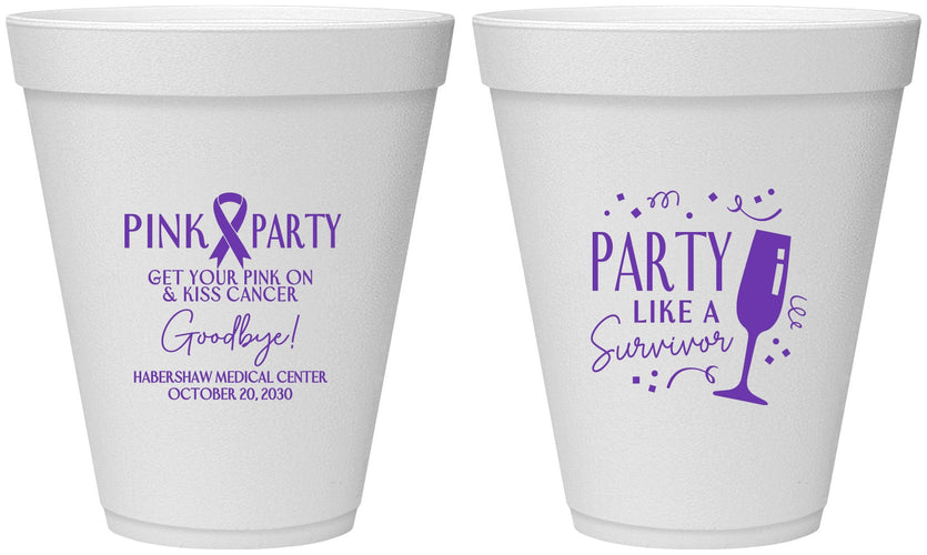 Personalized Awareness 12 oz Foam Cups - Pink Party | 230000