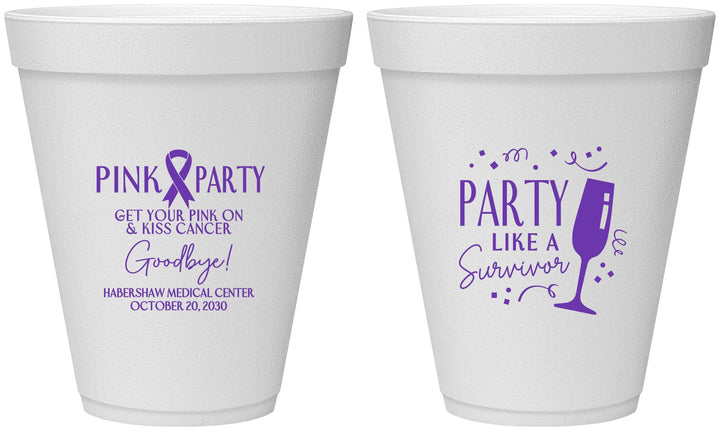 Personalized Awareness 12 oz Foam Cups - Pink Party | 230000