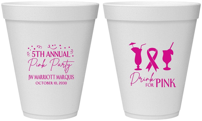 Personalized Awareness 12 oz Foam Cups - Drink For Pink | 230001