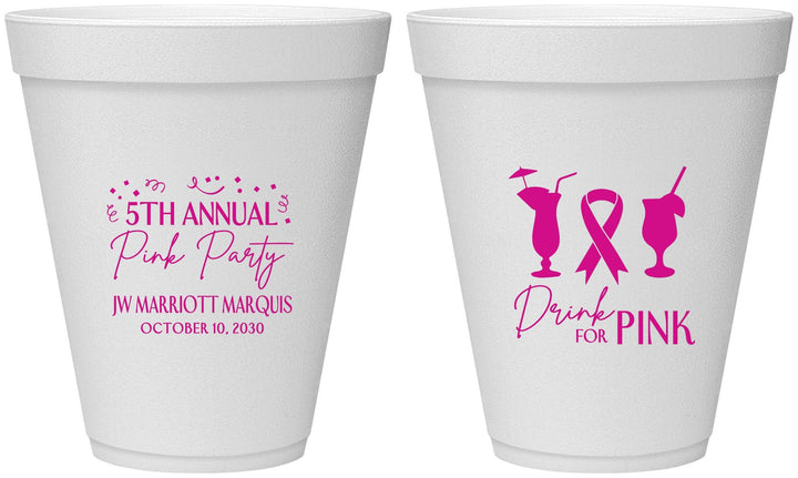 Personalized Awareness 12 oz Foam Cups - Drink For Pink | 230001