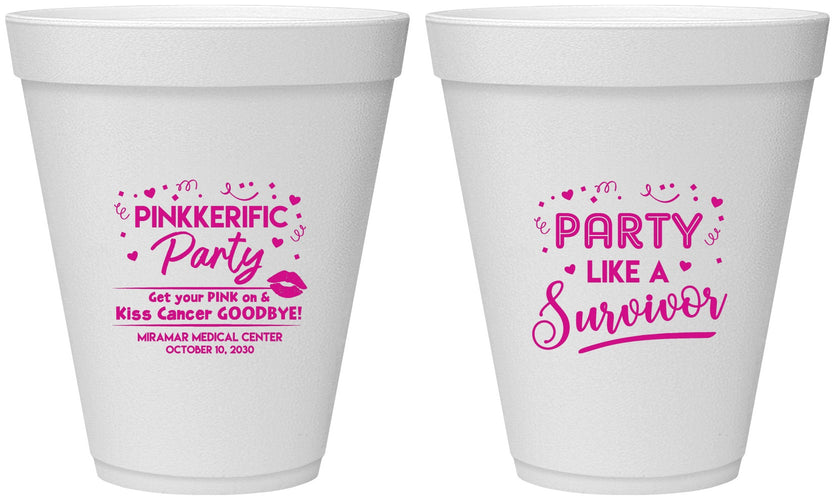 Personalized Awareness 12 oz Foam Cups - Party Like A Survivor | 230003