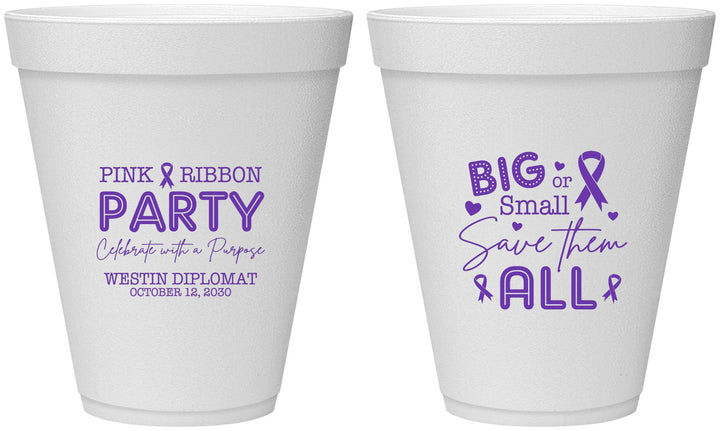Personalized Awareness 12 oz Foam Cups - Pink Ribbon | 230004