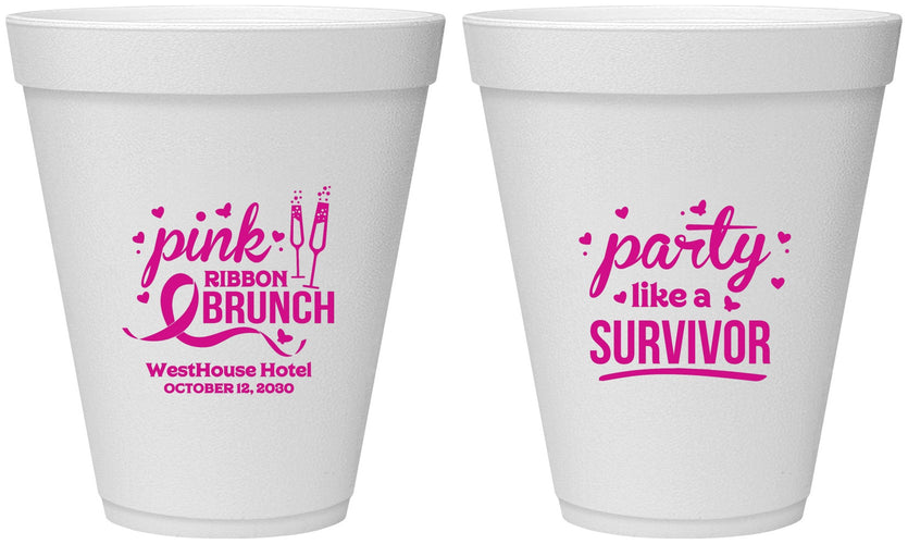 Personalized Awareness 12 oz Foam Cups - Party Like A Survivor | 230005