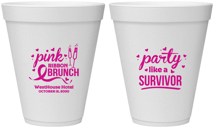 Personalized Awareness 12 oz Foam Cups - Party Like A Survivor | 230005