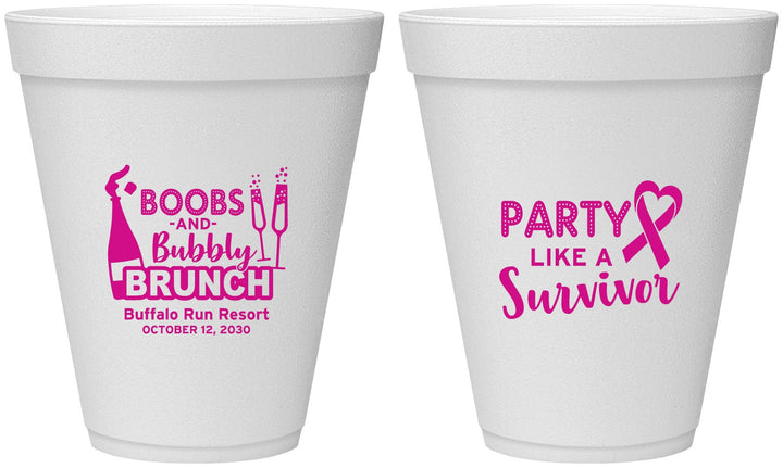 Personalized Awareness 12 oz Foam Cups - Party Like A Survivor | 230006
