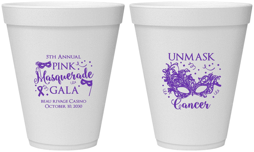 Personalized Awareness 12 oz Foam Cups - Masquerade | 230008