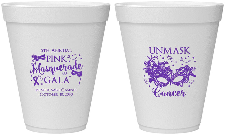 Personalized Awareness 12 oz Foam Cups - Masquerade | 230008