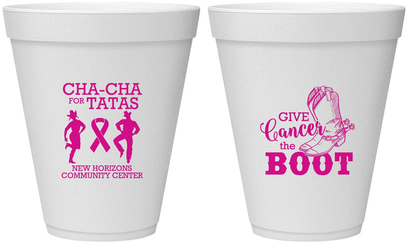 Personalized Awareness 12 oz Foam Cups - Give Cancer A Boot | 230011