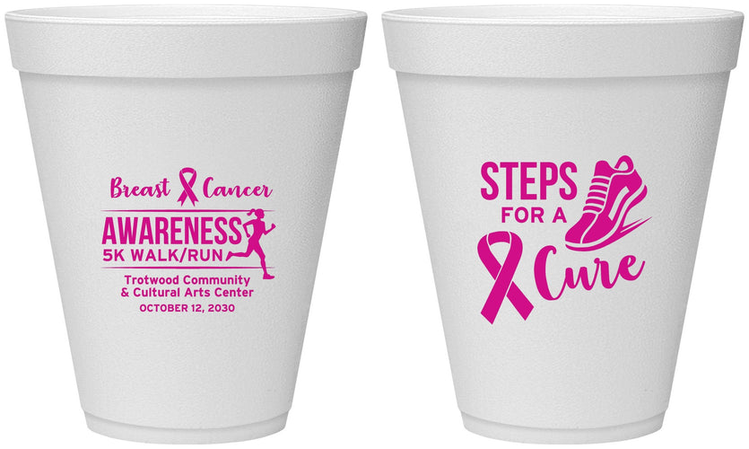 Personalized Awareness 12 oz Foam Cups - Steps For A Cure | 230014