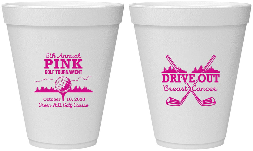 Personalized Awareness 12 oz Foam Cups - Gold Drive Out | 230017