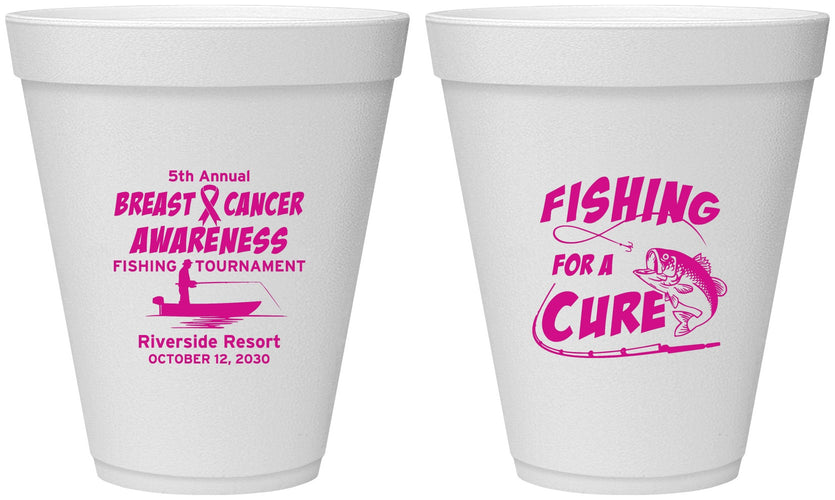 Personalized Awareness 12 oz Foam Cups - Fishing For A Cure | 230018