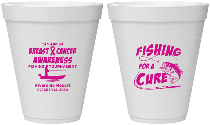 Personalized Awareness 12 oz Foam Cups - Fishing For A Cure | 230018