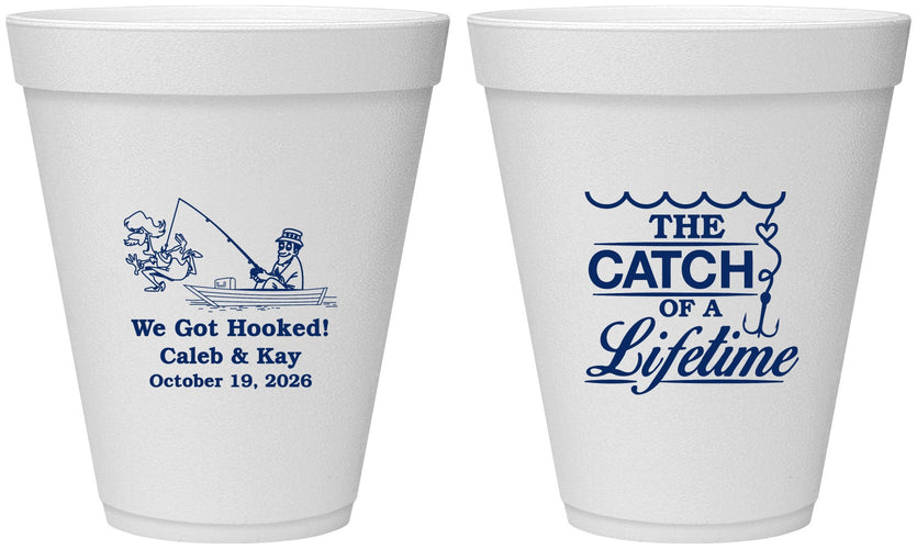 Personalized Wedding 12 oz Foam Cups - Catch Of A Lifetime | 234