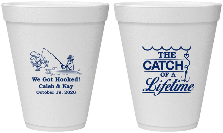 Personalized Wedding 12 oz Foam Cups - Catch Of A Lifetime | 234