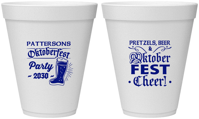 Personalized Oktoberfest 12 oz Foam Cups - Pretzel | 240001